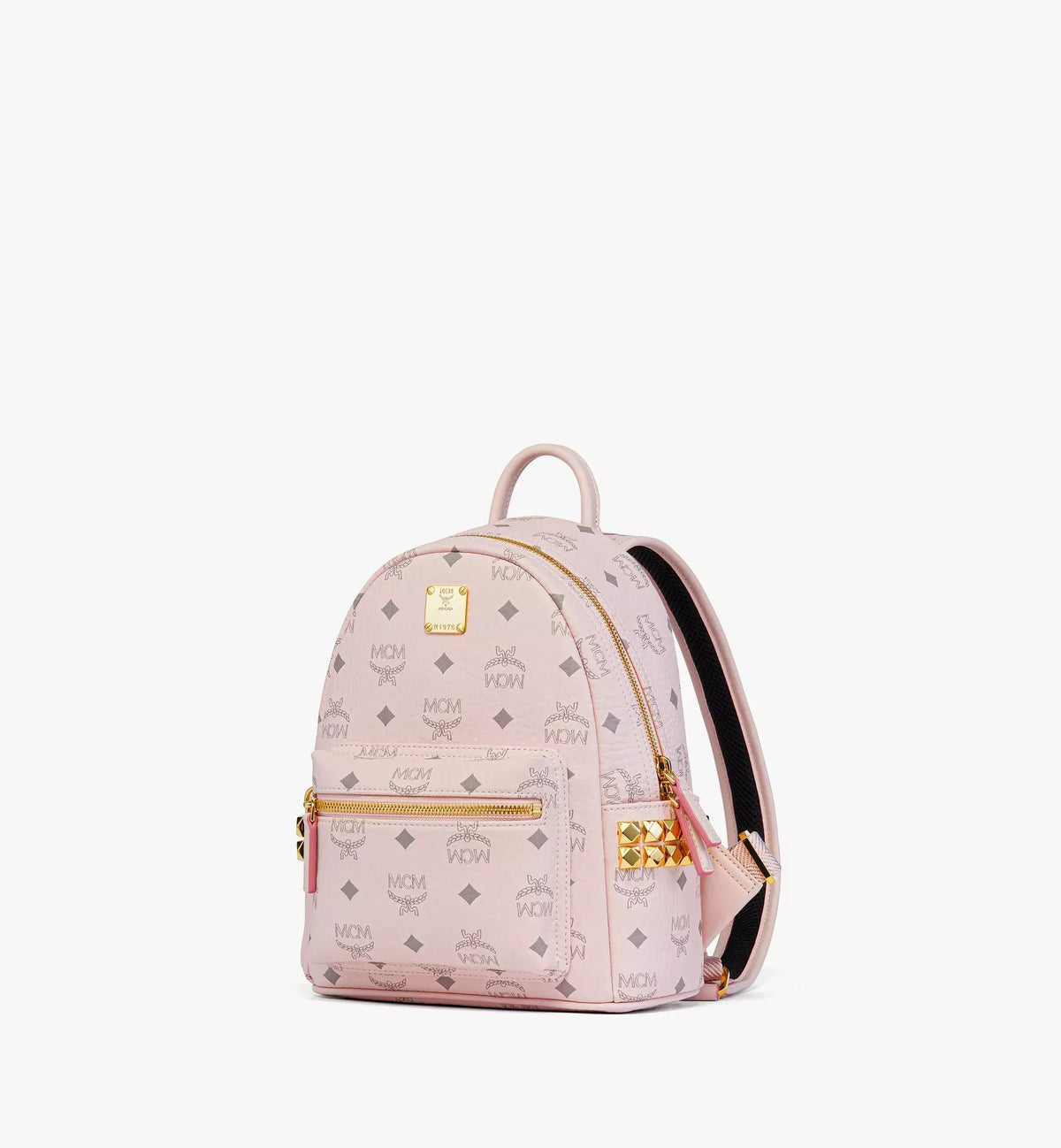 MCM Stark Side Studs Backpack in Visetos-Powder Pink