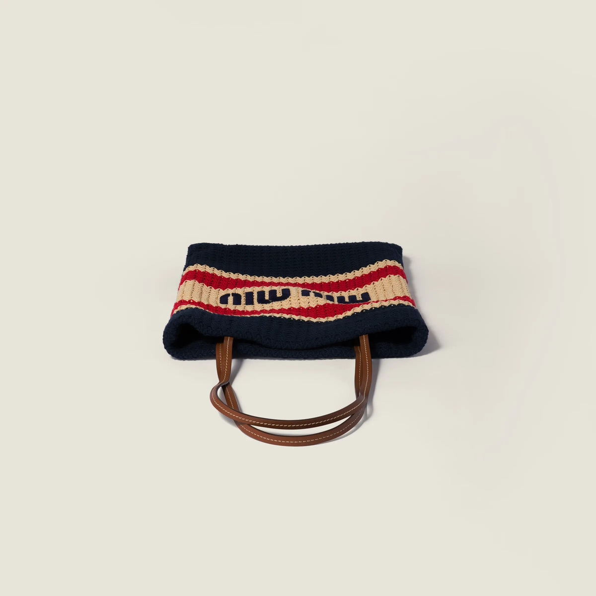 MIUMIU Raffia-effect woven tote bag